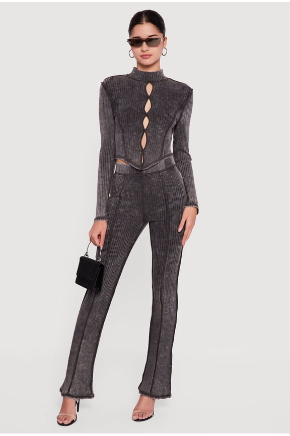 Women's High Waisted Acid Wash Pull On Pants