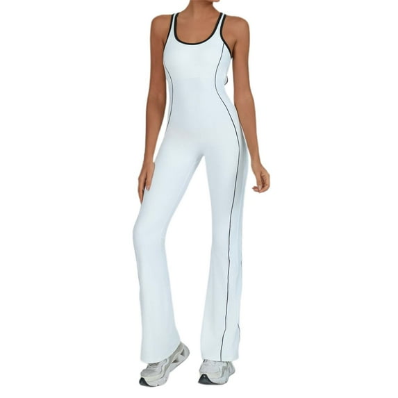 Women's High Waisted Activewear Jumpsuit - Stretchy Gym/Running/Yoga Romper for Athletic & Casual Wear