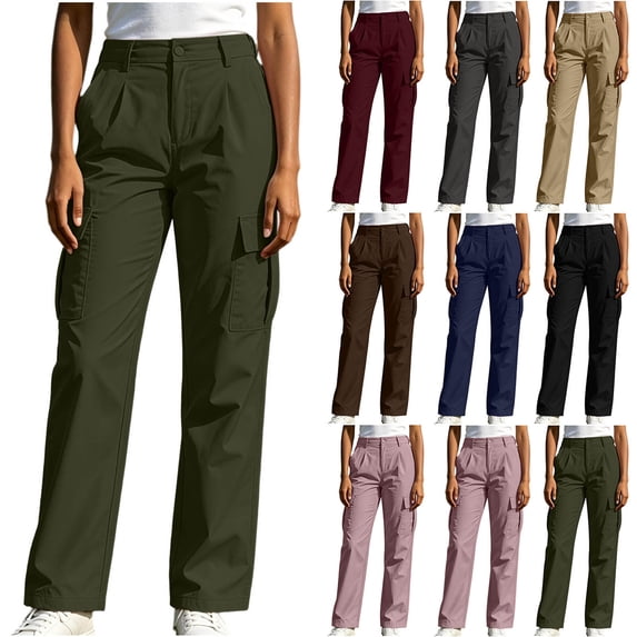 Women's High Waisted Baggy Casual Cargo Pants, Work Hiking Pants with Pockets Wine XL(XL)
