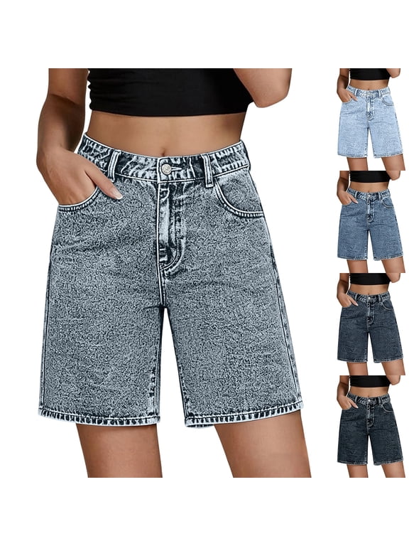 Women's High Waisted Baggy Denim Shorts Jorts Casual Summer Trendy