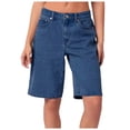 thumbnail image 1 of Women's High Waisted Baggy Ripped Jeans Shorts Denim Loose Wide Leg Long Summer Stretch Denim Trendy Casual Shorts with Pockets S-XL, 1 of 5