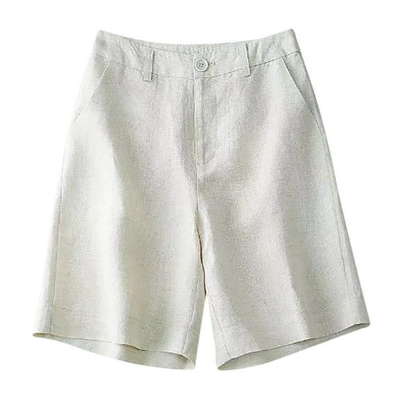 Women's High Waisted Baggy Shorts Elastic Breathable Loose Cotton Linen Pants Baggy Dressy Casual Womens Jorts with Pockets M-3XL