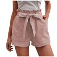 thumbnail image 1 of Women's High Waisted Baggy Shorts for Bowknot Belted Elastic Summer Beach Baggy Dressy Casual Womens Jorts with Pockets S-2XL, 1 of 9