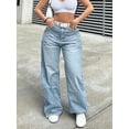thumbnail image 1 of Women's High - Waisted Baggy Wide - Leg Jeans Loose Fit Y2K Street Trend Wide Leg Denim Pants Casual Jeans Cotton Denim Vintage Wash Fashion Casual Pants for Daily  Street, 1 of 4