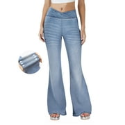 PAOLA RIBONI Women's High Waisted Bell Bottom Bootcut Jeans Flare Jeans Stretch Pants in Petite, Midsize, Plus Size