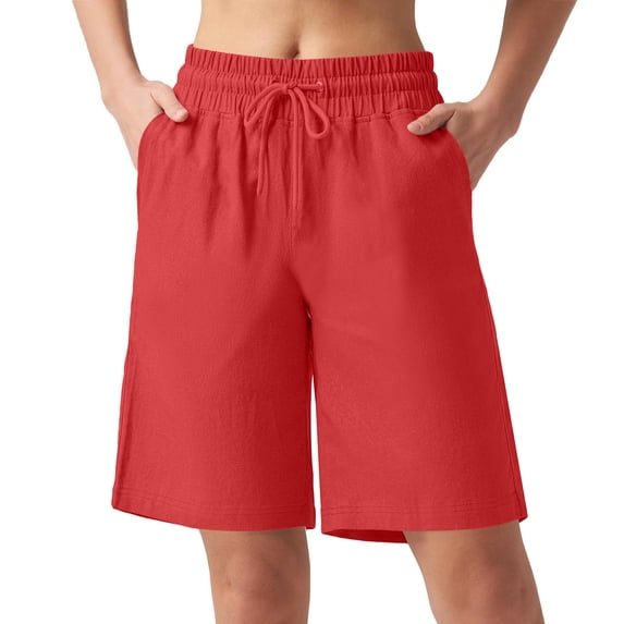 Women's High Waisted Bermuda Shorts Casual Summer Beach Shorts Wide Leg Lounge Shorts with Pockets Drawstring Shorts Vacation Bottoms
