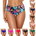 thumbnail image 1 of Women's High Waisted Bikini Bottom Tummy Control Ruched Bathing Suit Swim Bottom Black L, 1 of 5
