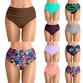 thumbnail image 1 of Women's High Waisted Bikini Bottom Tummy Control Ruched Bathing Suit Swim Bottom, 1 of 6