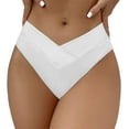 thumbnail image 1 of Women's High Waisted Bikini Bottom, V-Cut Hipster Swim Brief for Beach,White,XL, 1 of 7