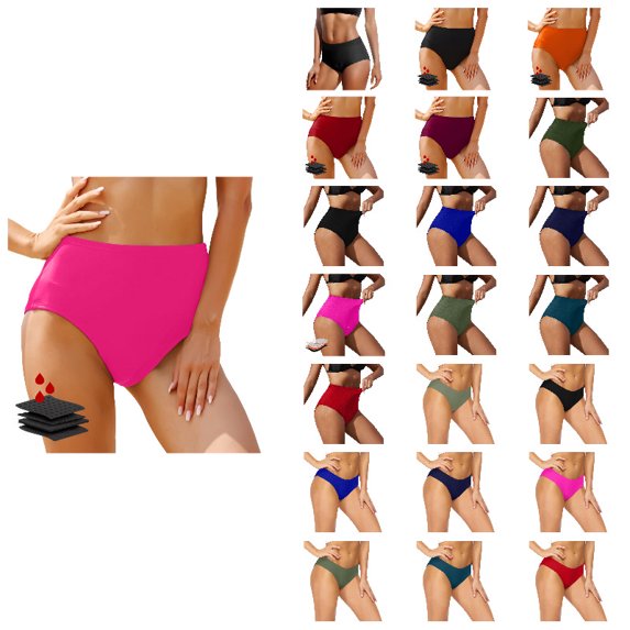 Women's High Waisted Bikini Bottom for Women Pink Tummy Control Bathing Suit Swim Bottom