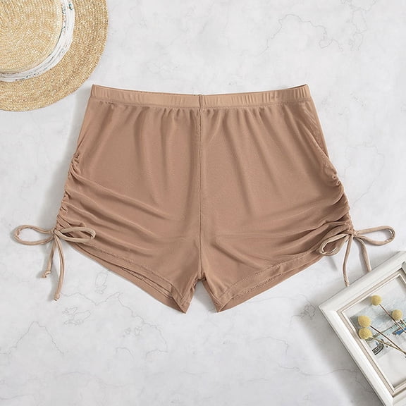 Women's High Waisted Bikini Bottoms Full Coverage Swim Bottom Tummy Control Side Tie Drawstring Swimsuit Bathing Suit Bottoms Bikini Bottoms For Women High Waist Breathable Chiffon Swim Shorts Full C