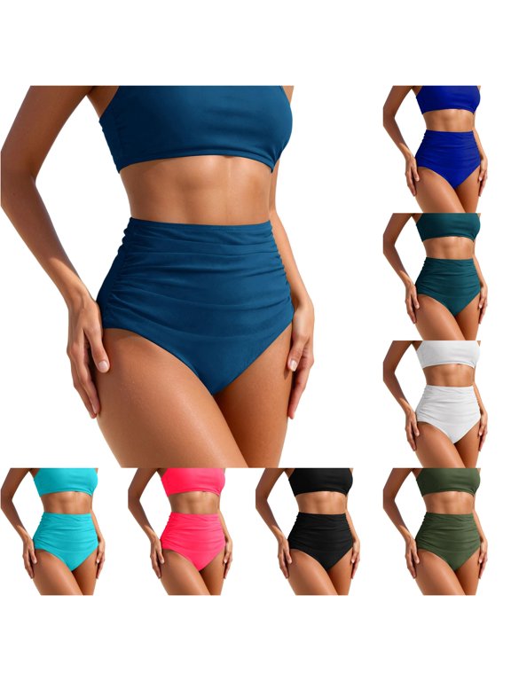 Women's High Waisted Bikini Bottoms Triangle Style Swim Briefs for Beach Pool Vacation Swimwear Bottoms