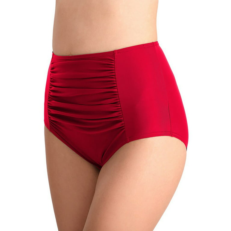 Women's High Waisted Bikini Bottoms Tummy Control Swimsuit Bottoms Ruched Full  Coverage Swim Bottom High Rise 