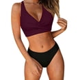 thumbnail image 1 of Women's High Waisted Bikini Sets 2 Piece Tummy Control Swimsuits V Neck Twist Front Bathing Suits(Light Purple,S), 1 of 6