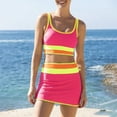 thumbnail image 1 of Women's High Waisted Bikini Sets Neon Color Tummy Control 3 Piece Swimsuit Summer Sporty Bathing Suit with Skirt, 1 of 6