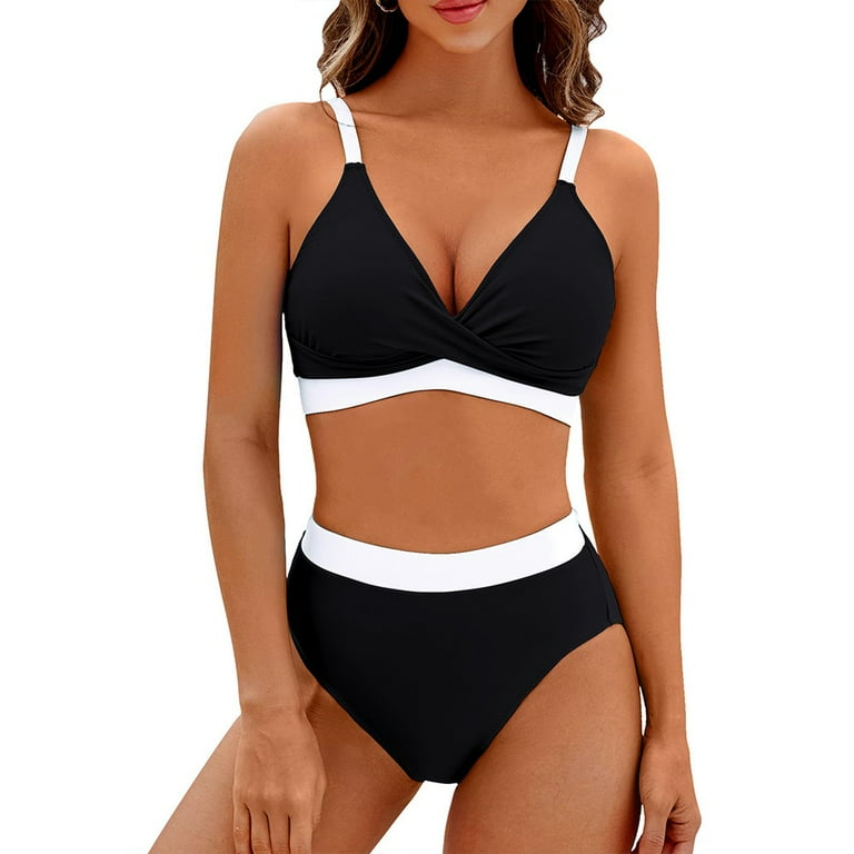 Black high waisted two piece swimsuit online