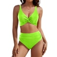 thumbnail image 1 of Women's High Waisted Bikini Sets Trendy 2026 Sexy Summer Beach Swim Suits V Neck Tummy Control Bathing Suit (Fluorescent Green,M), 1 of 4