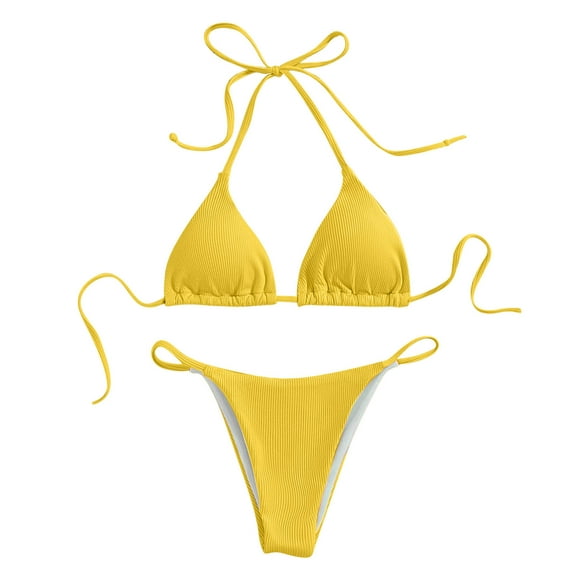 Women's High Waisted Bikini Sets Two Piece Swimsuit Knot Bathing Suit Halter Top Bikini Swimsuit for Juniors