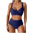thumbnail image 1 of Women's High Waisted Bikini Sets Two Piece Swimsuit Ruched Bathing Suit V Neck Swimwear 2026 Swim Suit, 1 of 6