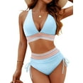 thumbnail image 1 of Women's High Waisted Bikini Sets Two Piece Tummy Control Swimsuit Color Block Bathing Suits, 1 of 7