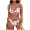 thumbnail image 1 of Women's High Waisted Bikini Sets for Women Tummy Control Swimsuits Neon Two Piece V Neck Drawstring Bathing Suits Gibobby(S,Pink), 1 of 8