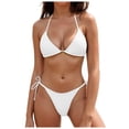 thumbnail image 1 of Women's High Waisted Bikini Sets for Women Tummy Control Swimsuits Neon Two Piece V Neck Drawstring Bathing Suits Gibobby(XL,White), 1 of 8