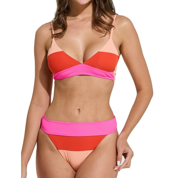 Women's High Waisted Bikini with Moderate Coverage, Red
