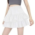 thumbnail image 1 of Women's High Waisted Black Mini Ruffle Skirt Polyester & Spandex, for Summer & Autumn, Multiple Sizes, 1 of 6