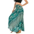 thumbnail image 1 of Women's High Waisted Boho Skirt Long Halter Midi Dress Coverup Skirt Flowy Gypsy Handkerchief Ankle Length Summer Green Small-Large, 1 of 4