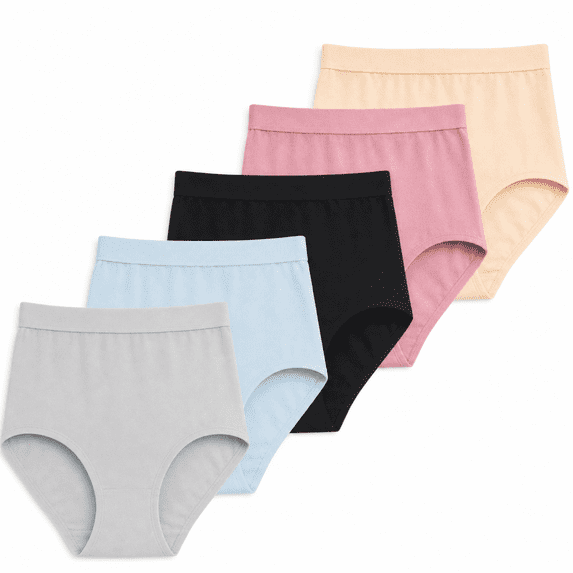 Women’s High Waisted Briefs 5‑Pack, Soft Stretch Full Coverage Breathable Everyday Comfort Underwear