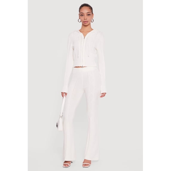Women's High Waisted Cable Knit Pull On Pants