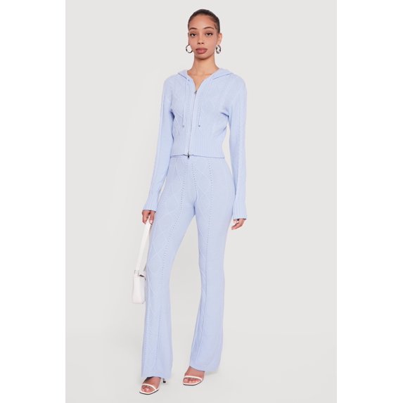 Women's High Waisted Cable Knit Pull On Pants