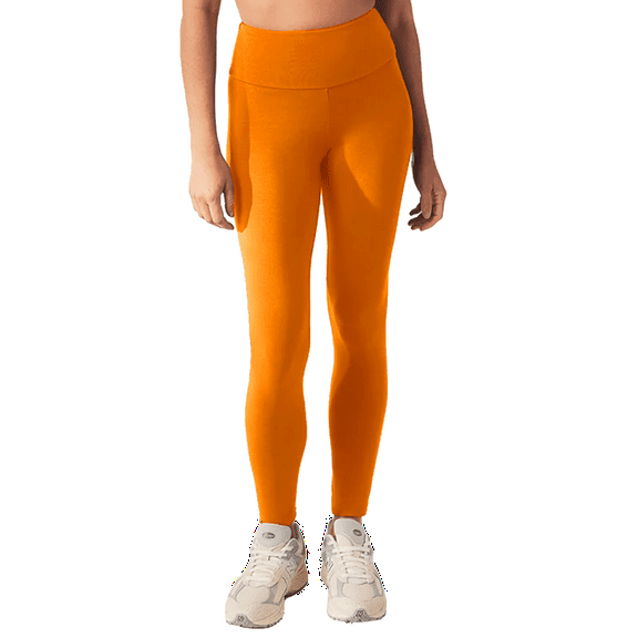 Women's High Waisted Candy Color Leggings - Buttery Smooth & Soft Yoga, Orange, Small/Medium