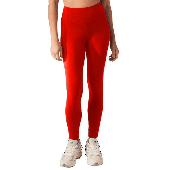 Women's High Waisted Candy Color Leggings - Buttery Smooth & Soft Yoga, Red, Large/X-Large