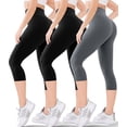 thumbnail image 1 of Women's High Waisted Capri Buttery Soft Tummy Control No See Through Workout Athletic Running Yoga Cycling, 1 of 5