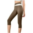 thumbnail image 1 of Women's High Waisted Capri Leggings Seamless Slimming Workout Running Yoga Pants, 1 of 4