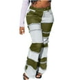 thumbnail image 1 of Women's High Waisted Cargo Jeans Stretch Wide Leg Denim Pants Trendy White L, 1 of 6