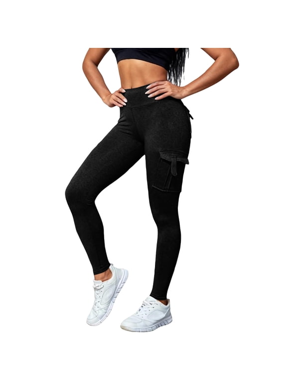 Women's High Waisted Cargo Leggings with Pockets Stretchy Workout Athletic Pants
