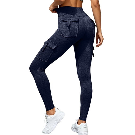 Women's High Waisted Cargo Leggings with Pockets Stretchy Workout Athletic Pants