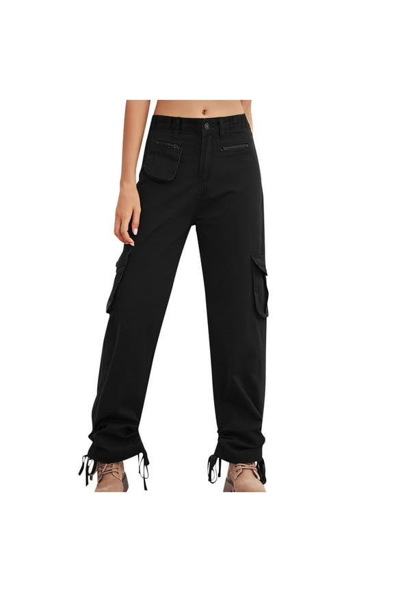 Women's High Waisted Cargo Pants Baggy Wide Leg Hiking Casual Pants Combat Military Trouser Multi Pockets Work Pants