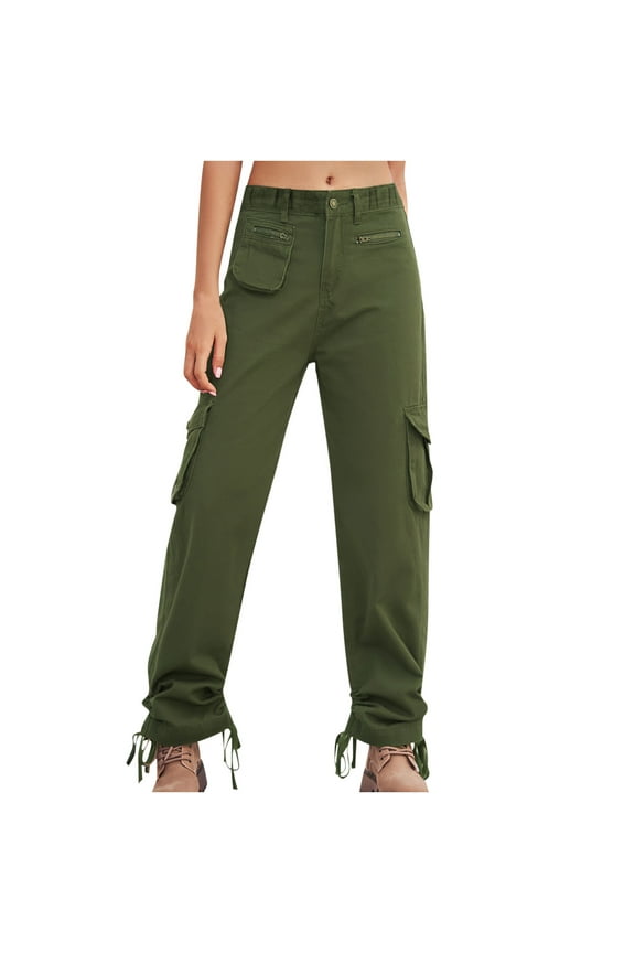 Women's High Waisted Cargo Pants Baggy Wide Leg Hiking Casual Pants Combat Military Trouser Multi Pockets Work Pants