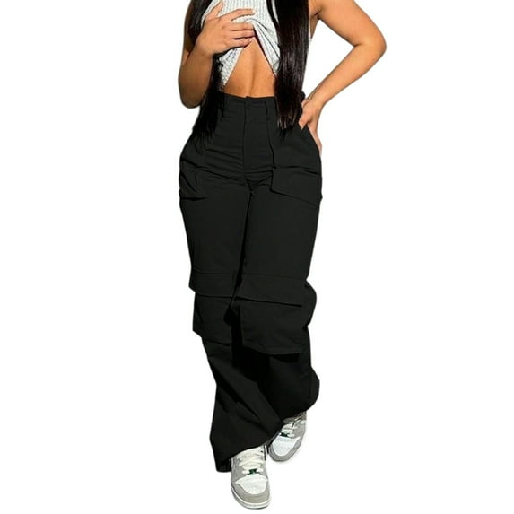 Women’s High Waisted Cargo Pants – Baggy Wide Leg Jogger Streetwear with Multi Pockets Y2K Style