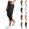 thumbnail image 1 of Women's High Waisted Cargo Pants Lightweight Summer Hiking with Pockets Cropped, 1 of 6