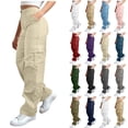 thumbnail image 1 of Women’s High Waisted Cargo Pants Loose Fit Straight Leg Utility Trousers with Pockets Casual Work Outdoor Hiking Streetwear Pants, 1 of 7