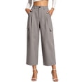 thumbnail image 1 of Women's High Waisted Cargo Pants Solid Color Loose With Pockets Casual Work Culotte Pants, 1 of 8