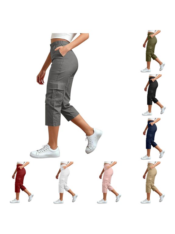 Women's High Waisted Casual Pants Knit Blend Trousers with Pockets for Everyday Comfort Easy Care Daily Holiday Wear