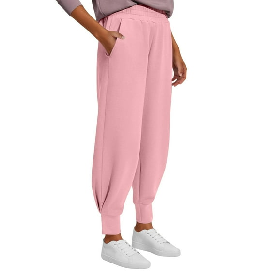 Women's High Waisted Casual Sweatpants Solid Color Comfortable Ankle Binding Sports Pants for Autumn Winter