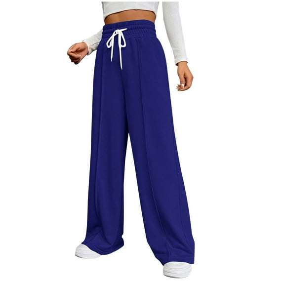 Women's High Waisted Casual Sweatpants Solid Color Wide Leg Comfortable Drawstring Versatile Autumn Winter Pants