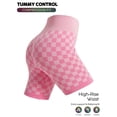 thumbnail image 1 of YONGXIABF Women's High Waisted Chessboard Print Seamless Yoga Shorts, Shaping Workout Shorts for Yoga Fitness Skateboarding Cycling PINK, 1 of 6