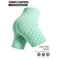 thumbnail image 1 of Women's High Waisted Chessboard Print Seamless Yoga Shorts, Shaping Workout Shorts for Yoga Fitness Skateboarding Cycling GREEN, 1 of 6